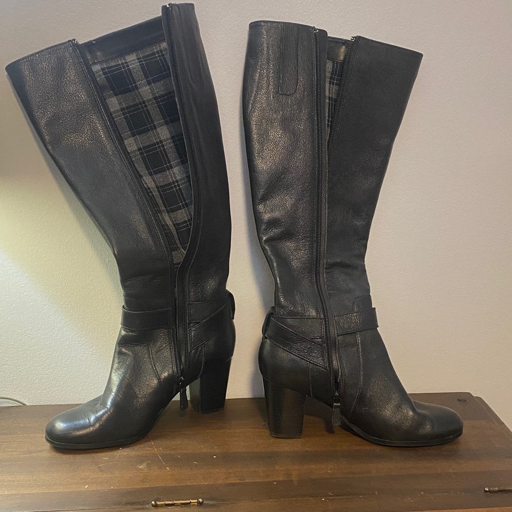 Cole Haan Hinkley Black Knee-High Leather Boots